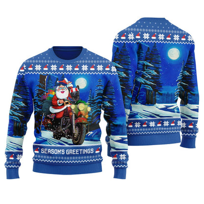Dog Riding Motorbike With Santa Women's Christmas Sweater