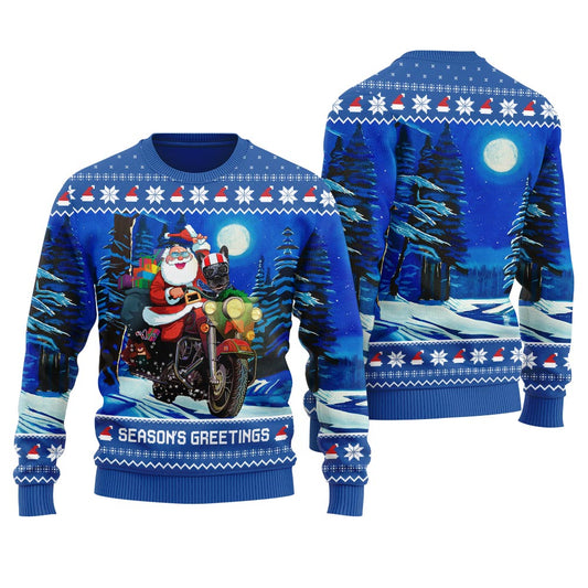 Dog Riding Motorbike With Santa Women's Christmas Sweater