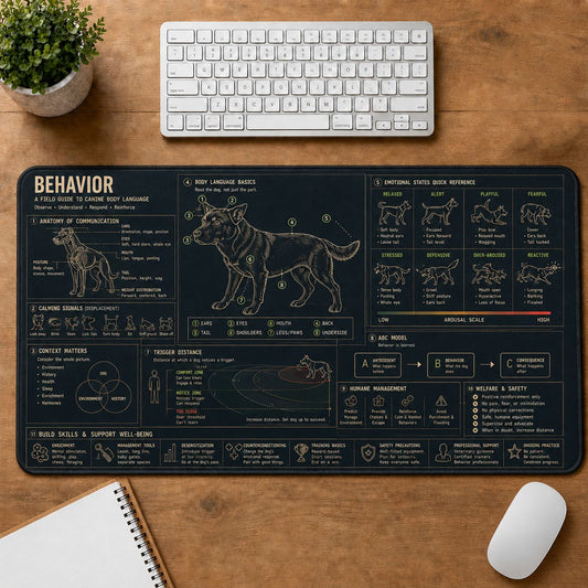 Dog Training Behavior Pet Training and Riding Guide Desk Mat | 5To9Vibe