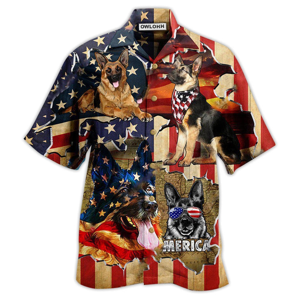 Hawaiian Shirt / Adults / S German Shepherd Dog America Protected By German Shepherd - Hawaiian Shirt 