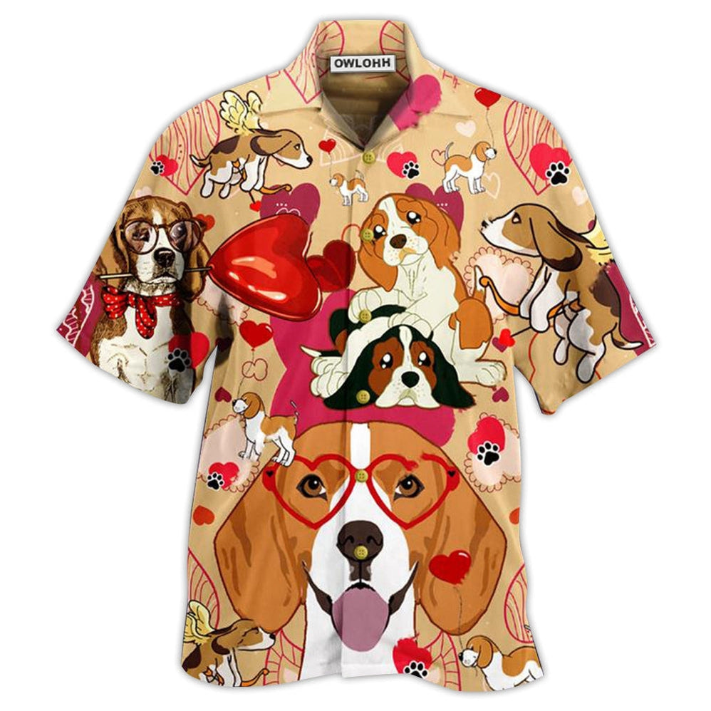 Hawaiian Shirt / Adults / S Beagle Dog And Valentine Love You - Hawaiian Shirt 