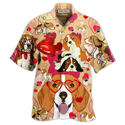 Hawaiian Shirt / Adults / S Beagle Dog And Valentine Love You - Hawaiian Shirt 