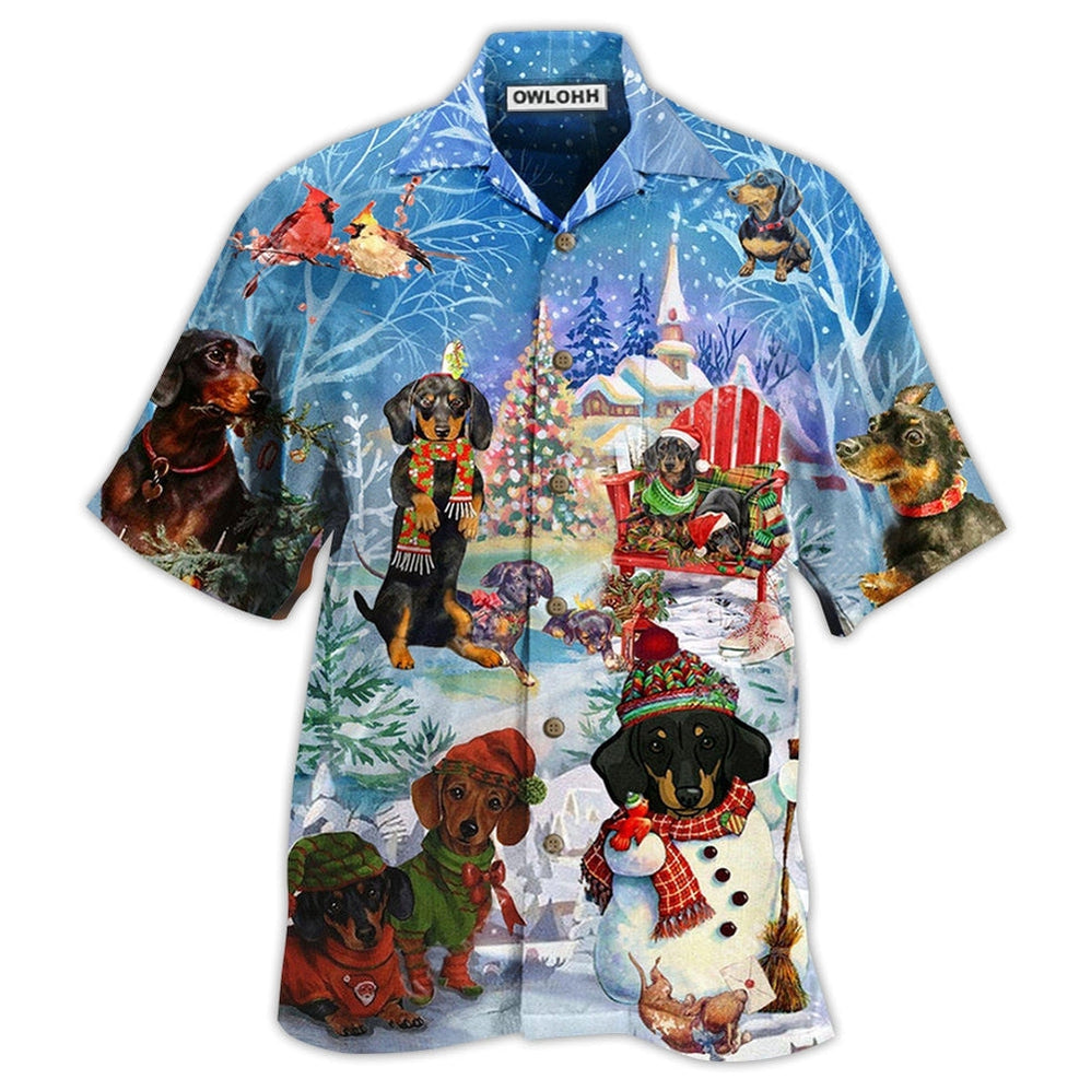 Hawaiian Shirt / Adults / S Dachshund Through The Snow Merry Christmas - Hawaiian Shirt 