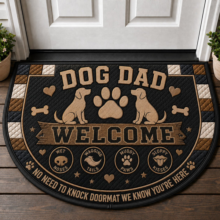 Dog Dad Breed Lover Quilted Print Premium Welcome Mat – Personalized Doormat