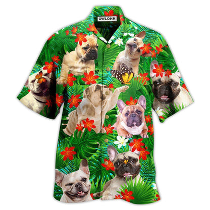 Hawaiian Shirt / Adults / S French Bulldog And Blooming Tropical Flowers - Hawaiian Shirt 
