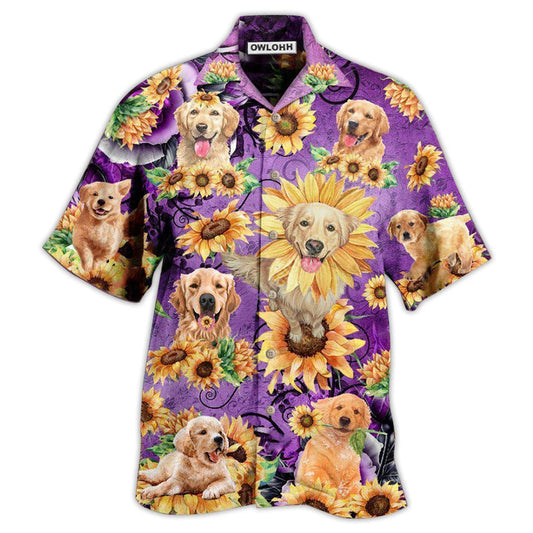 Hawaiian Shirt / Adults / S Golden Retriever Be A Sunflower Purple - Hawaiian Shirt 