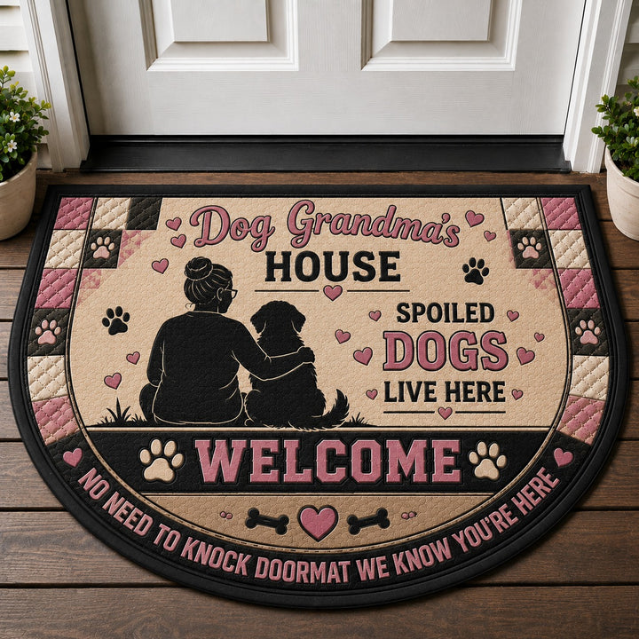 Dog Grandma Breed Lover Quilted Print Premium Welcome Mat – Personalized Doormat