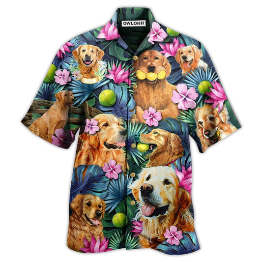 Hawaiian Shirt / Adults / S Golden Retriever Dog Lovely Hug A Golden - Hawaiian Shirt 