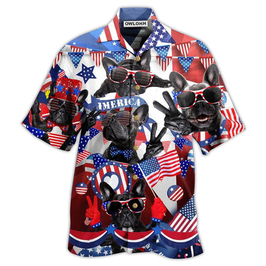 Hawaiian Shirt / Adults / S French Bulldog Loves America - Hawaiian Shirt 