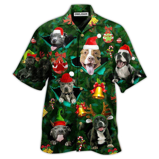 Hawaiian Shirt / Adults / S Pitbull Dog Merry Pit-Mas - Hawaiian Shirt 