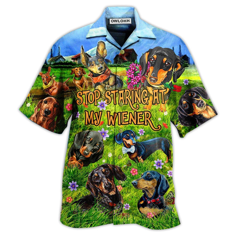 Hawaiian Shirt / Adults / S Dachshund Dog Stop Staring At My Wiener - Hawaiian Shirt 