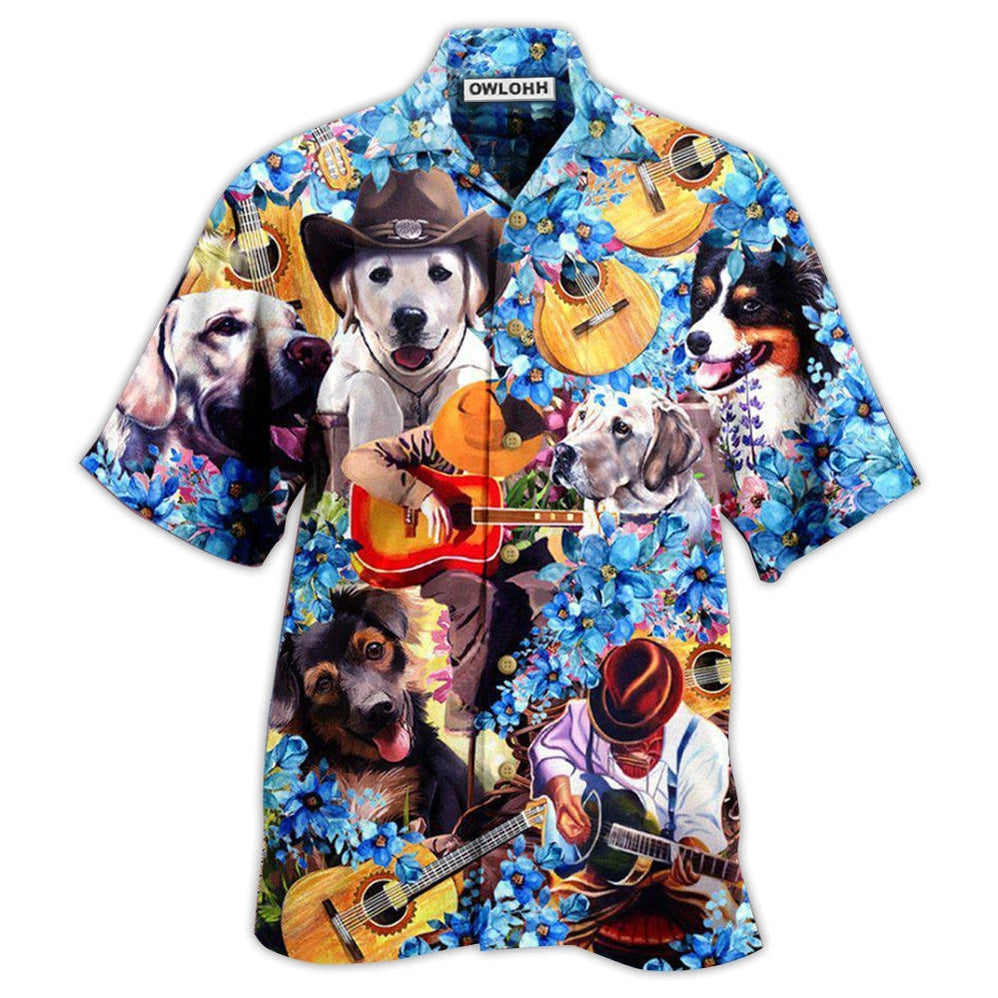 Hawaiian Shirt / Adults / S Guitar Dog That's What I Do I Pet Dogs I Play Guitars - Hawaiian Shirt 