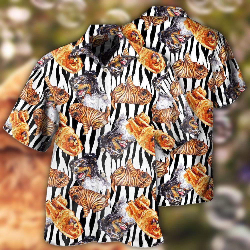 Dogs Black Striped Style Cool - Hawaiian Shirt 