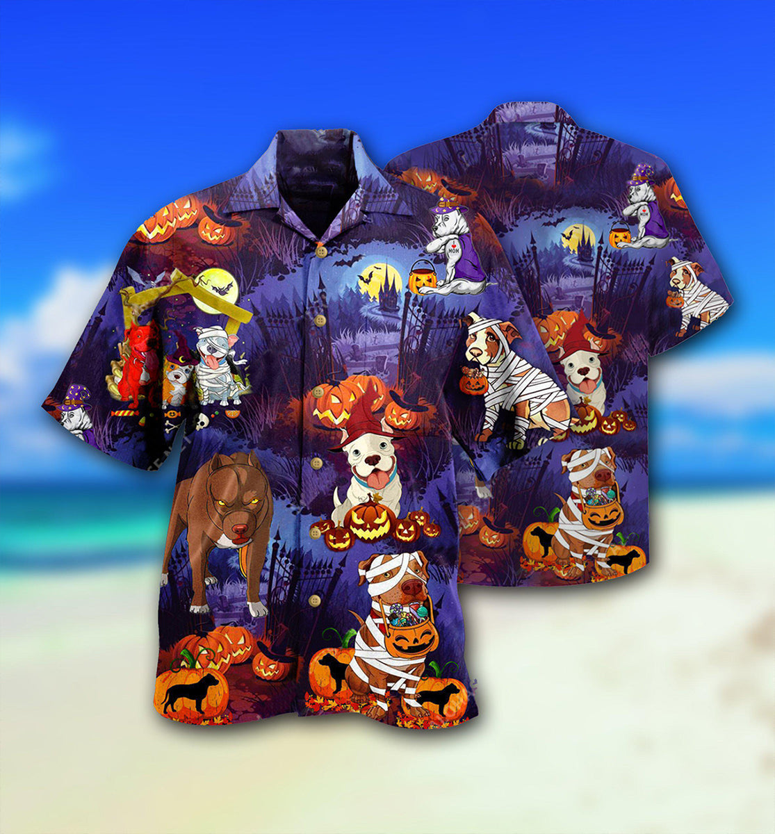Halloween Dogs Night Scary - Hawaiian Shirt 