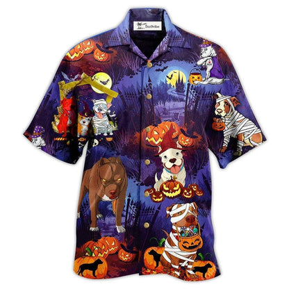 Hawaiian Shirt / Adults / S Halloween Dogs Night Scary - Hawaiian Shirt 