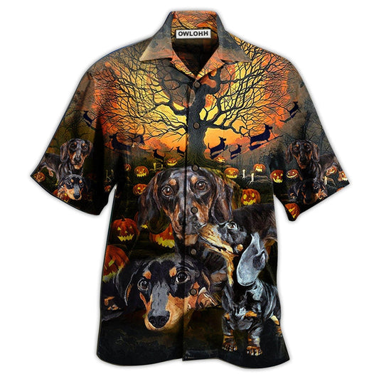 Hawaiian Shirt / Adults / S Dachshund Halloween Night Pumpkin - Hawaiian Shirt 
