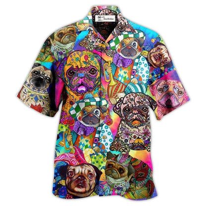 Hawaiian Shirt / Adults / S Pug Dogs Colorful Cute - Hawaiian Shirt 