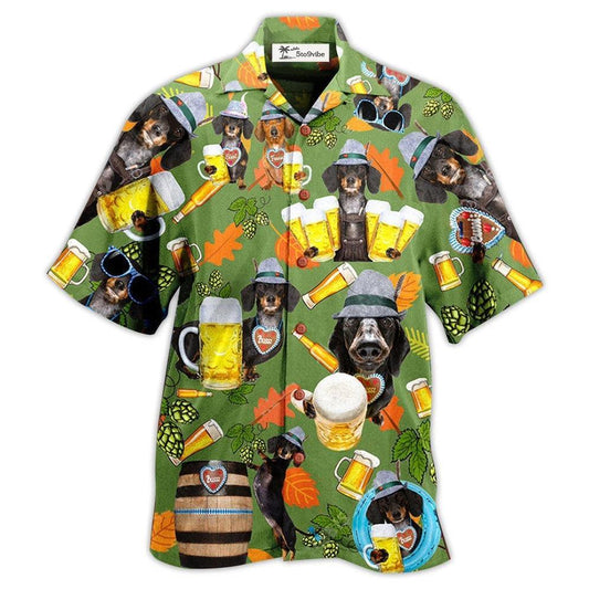 Hawaiian Shirt / Adults / S Beer Dachshund Drinking Beer - Hawaiian Shirt 