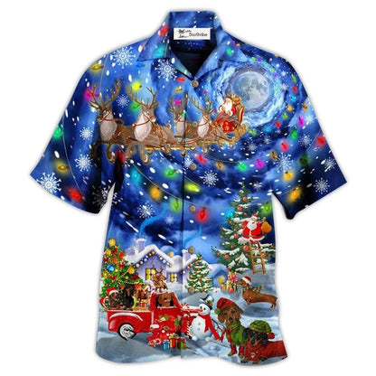 Hawaiian Shirt / Adults / S Dachshund Love Xmas Night - Hawaiian Shirt 