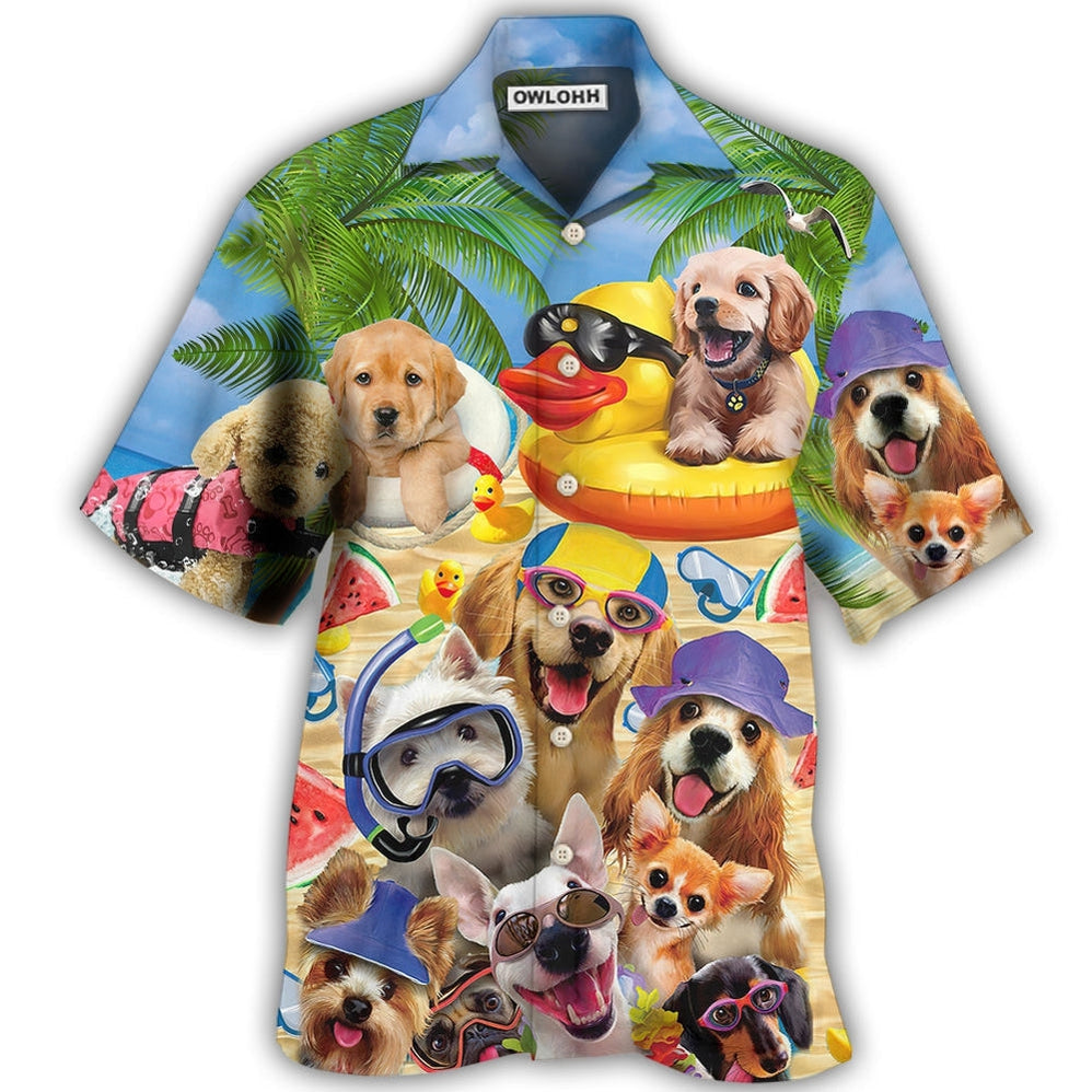 Hawaiian Shirt / Adults / S Dogs Funny Summer Of Happy Puppies - Hawaiian Shirt 