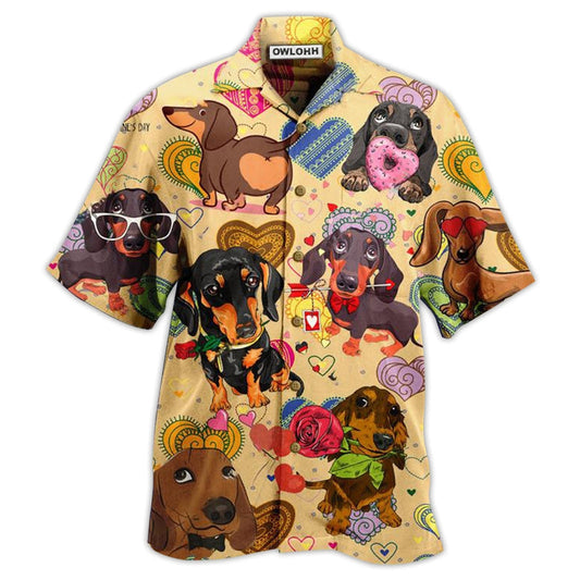 Hawaiian Shirt / Adults / S Dachshund Dogs Love Heart - Hawaiian Shirt 