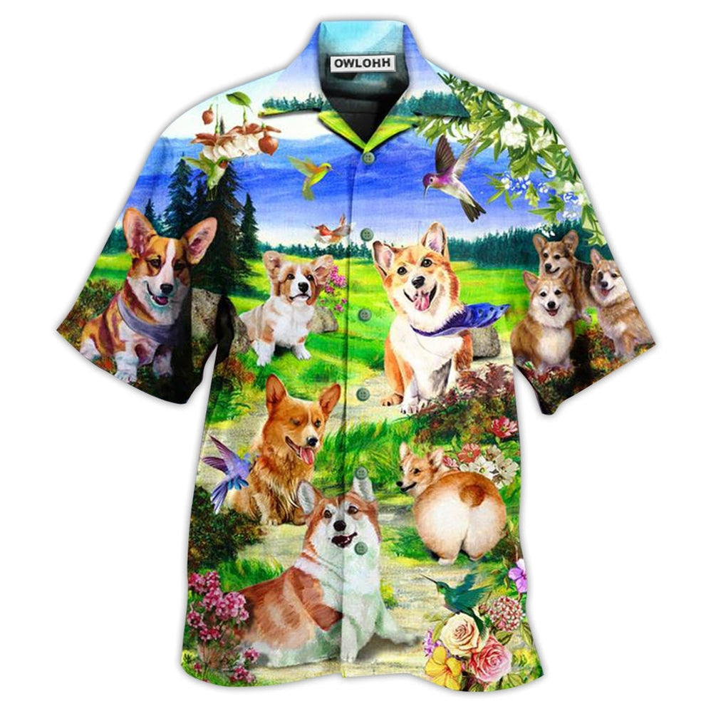 Hawaiian Shirt / Adults / S Corgi Dogs Love Blue Sky - Hawaiian Shirt 