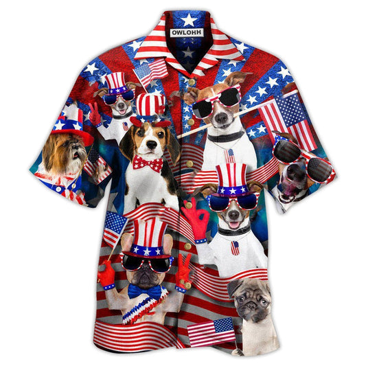 Hawaiian Shirt / Adults / S Dogs Patriotic America - Hawaiian Shirt 