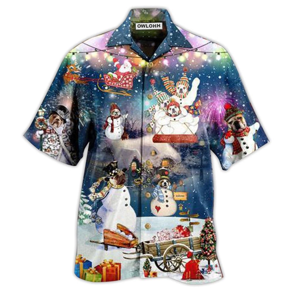 Hawaiian Shirt / Adults / S Dogs Snowdog Merry Christmas Night Funny - Hawaiian Shirt 