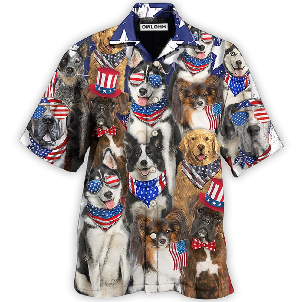 Hawaiian Shirt / Adults / S Dogs Independence Day Funny Love Style - Hawaiian Shirt 