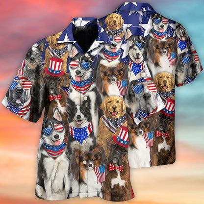 Dogs Independence Day Funny Love Style - Hawaiian Shirt 