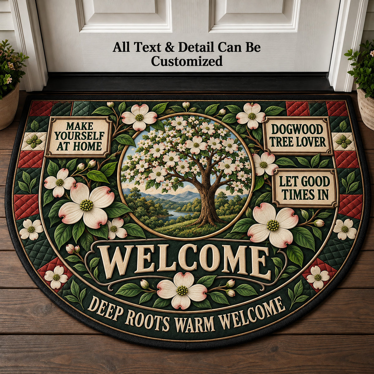 Dogwood Tree Lover Personalized Half Round Mat | 5To9Vibe