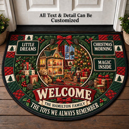 Dollhouse Christmas Morning Personalized Half Round Mat | 5To9Vibe