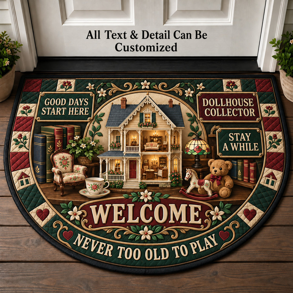 Dollhouse Collector Personalized Half Round Mat | 5To9Vibe