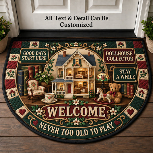Dollhouse Collector Personalized Half Round Mat | 5To9Vibe