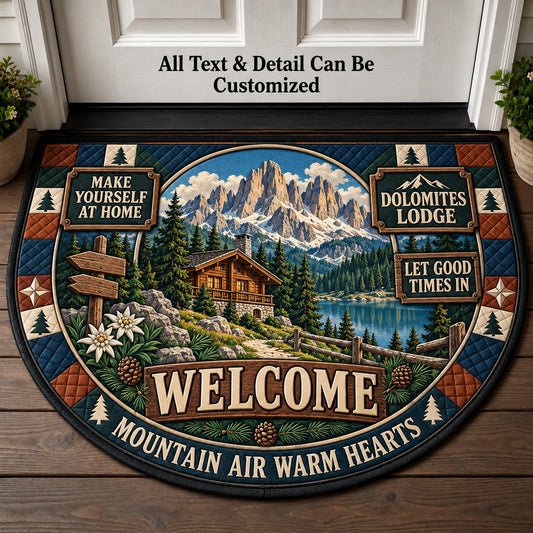 Dolomites Lodge Personalized Half Round Mat | 5To9Vibe