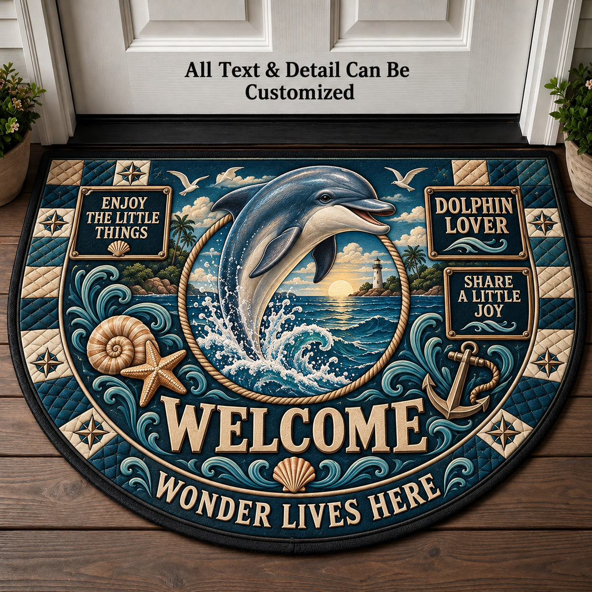 Dolphin Lover Personalized Half Round Mat | 5To9Vibe