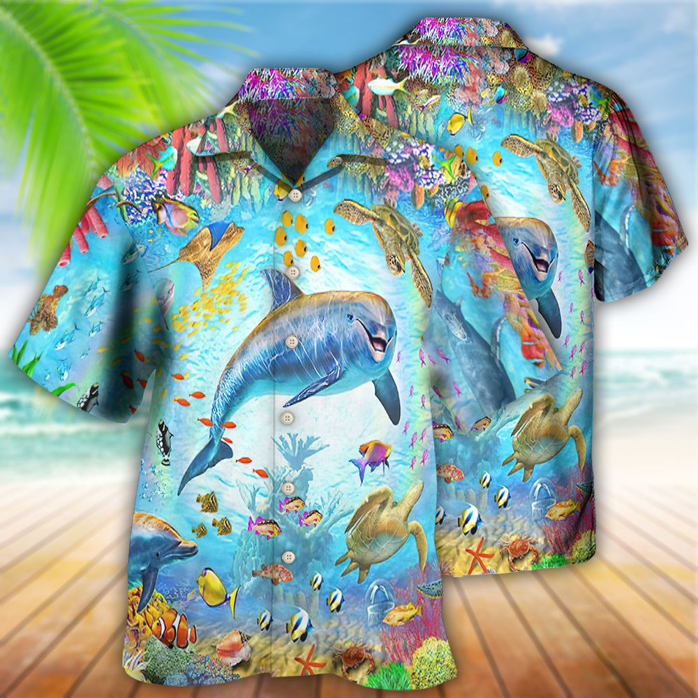 Dolphin Life In The Beautiful Ocean - Hawaiian Shirt 