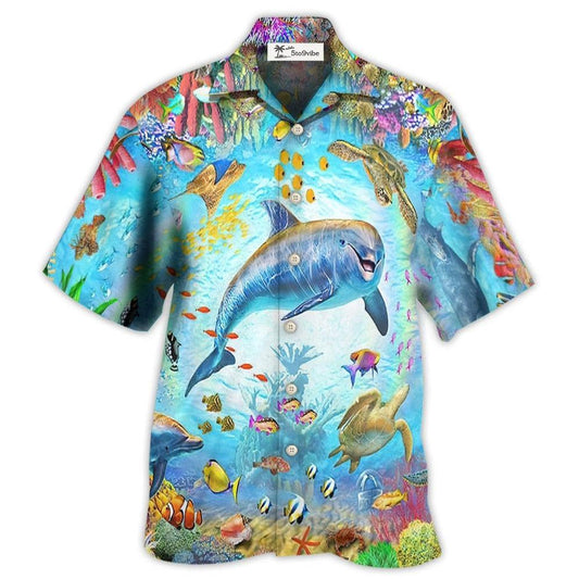 Hawaiian Shirt / Adults / S Dolphin Life In The Beautiful Ocean - Hawaiian Shirt 