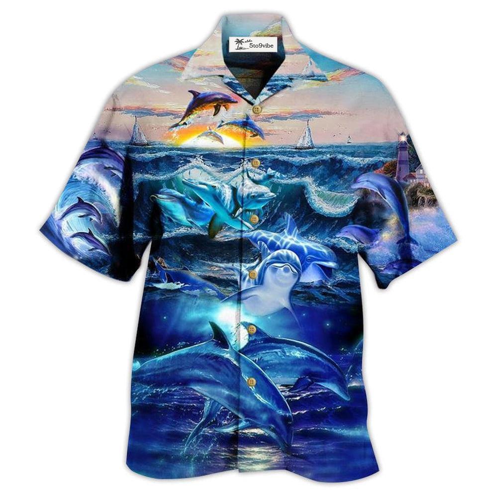 Hawaiian Shirt / Adults / S Dolphin Lovely Love Ocean Love Human - Hawaiian Shirt 