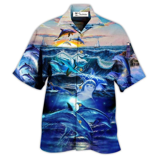 Hawaiian Shirt / Adults / S Dolphin Lovely Love Ocean Love Human - Hawaiian Shirt 