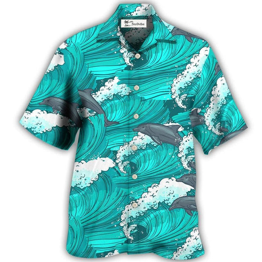 Hawaiian Shirt / Adults / S Dolphin Loves Fresh Ocean And Summer - Hawaiian Shirt 