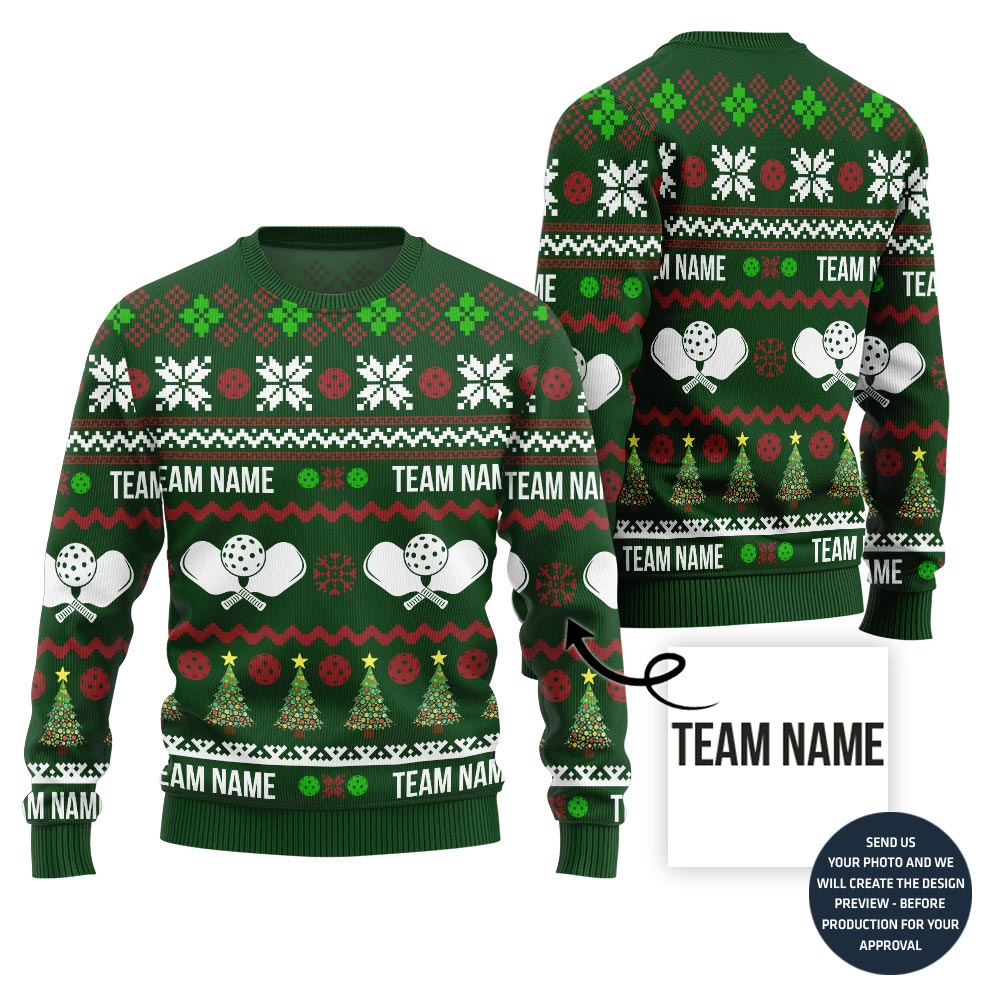 Dominate The Dink Custom Team Name Pickleball Ugly Christmas Sweater
