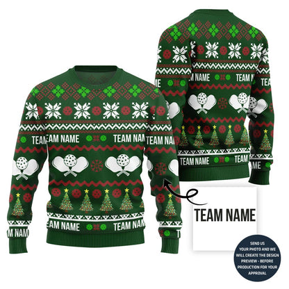 Dominate The Dink Custom Team Name Pickleball Ugly Christmas Sweater