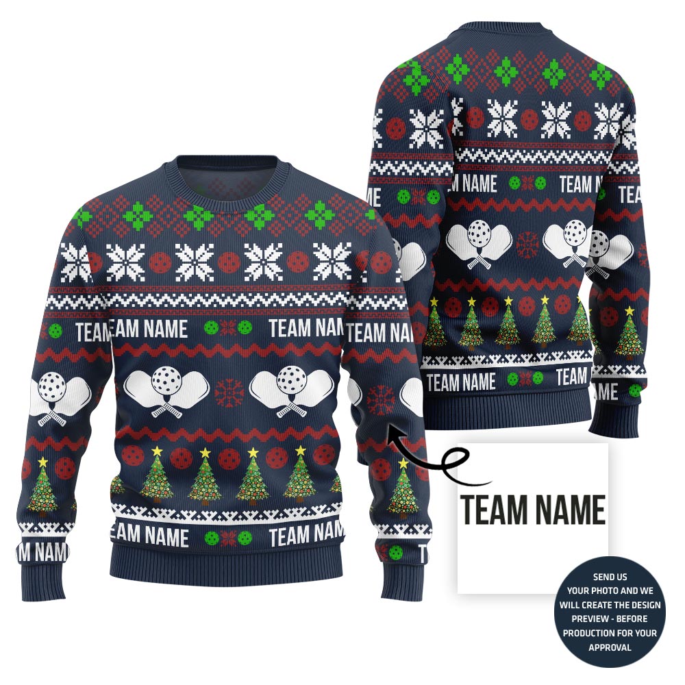 Dominate The Dink Custom Team Name Pickleball Ugly Christmas Sweater