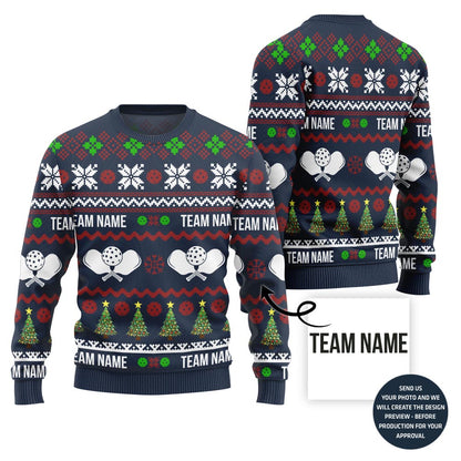 Dominate The Dink Custom Team Name Pickleball Ugly Christmas Sweater