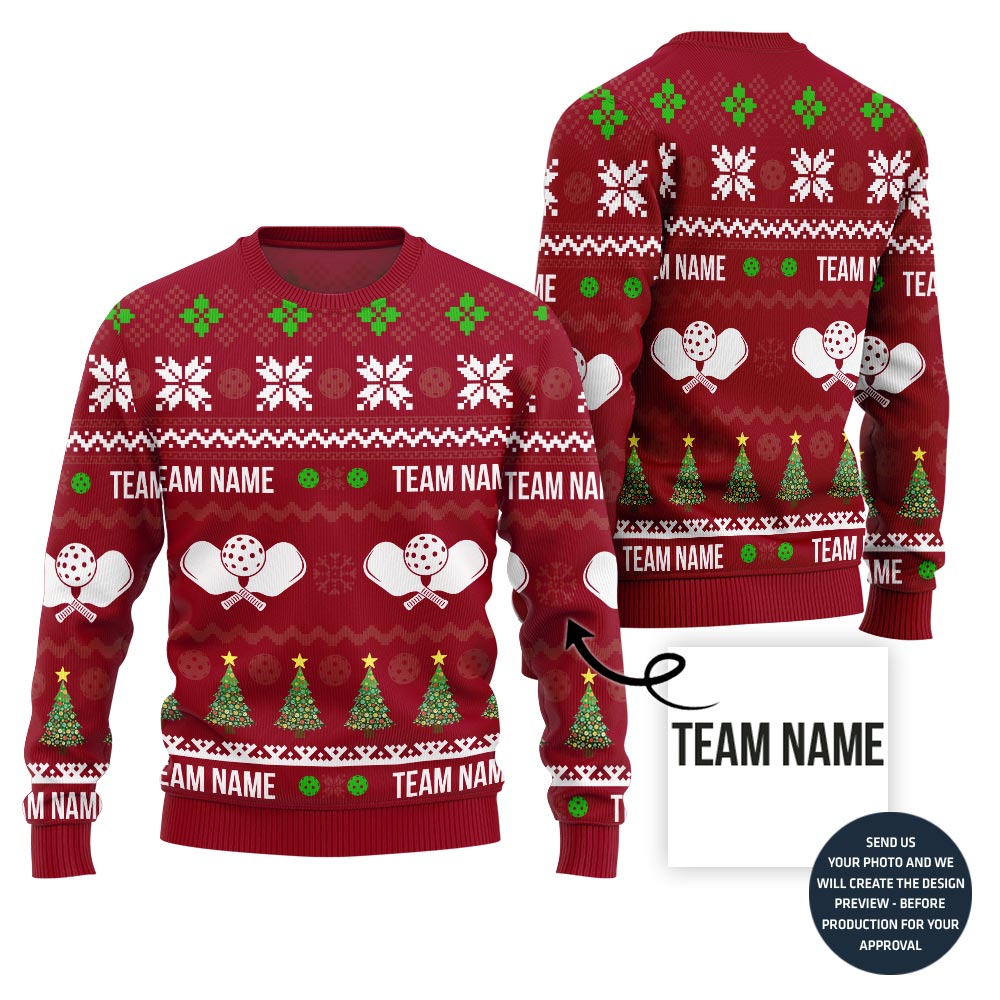 Dominate The Dink Custom Team Name Pickleball Ugly Christmas Sweater