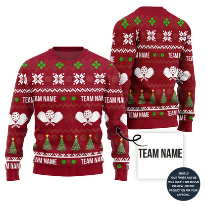Dominate The Dink Custom Team Name Pickleball Ugly Christmas Sweater