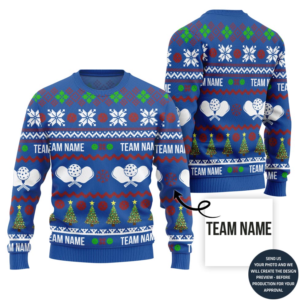 Dominate The Dink Custom Team Name Pickleball Ugly Christmas Sweater