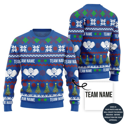 Dominate The Dink Custom Team Name Pickleball Ugly Christmas Sweater