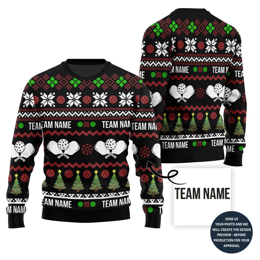 Dominate The Dink Custom Team Name Pickleball Ugly Christmas Sweater